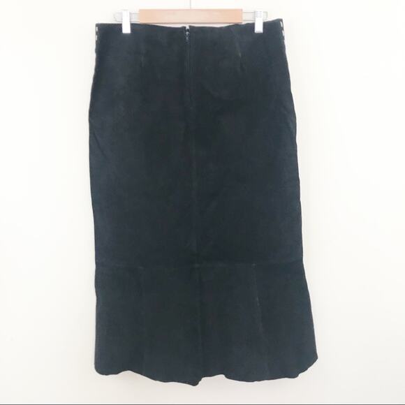 Karen Kane Vintage Y2K 90s Black Suede Leather coastal cowgirl western skirt 12 - Picture 4 of 9